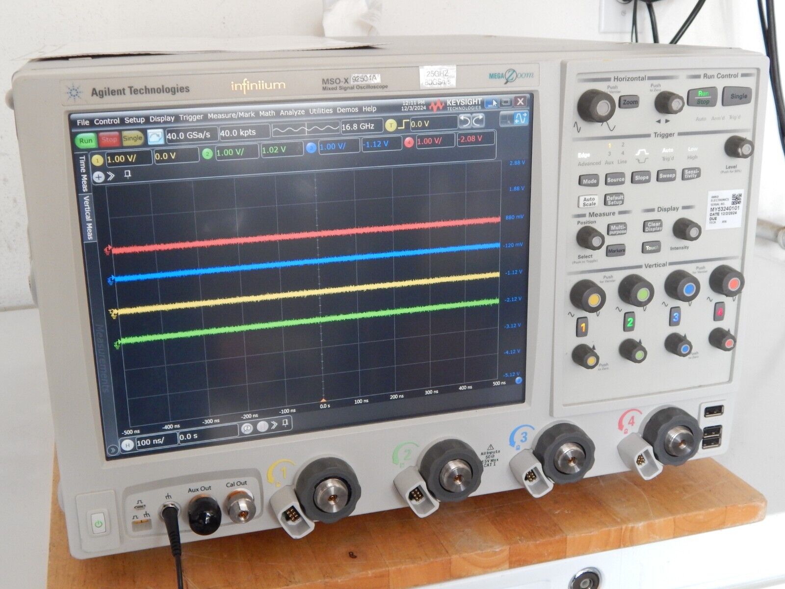 Keysight Infiniium MSOX92504A 25GHz Mixed Signal Oscilloscope Z540 cal 12/2024 Keysight Infiniium MSOX92504A 25GHz Mixed Signal Oscilloscope Z540 cal 12/2024